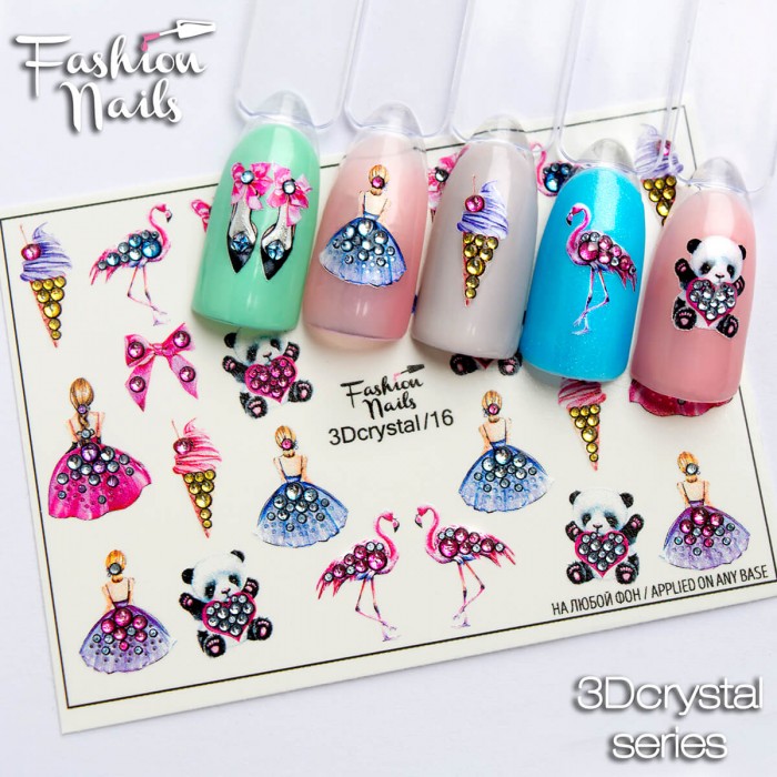 Слайдер-дизайн (наклейка, стикер) для ногтей Fashion Nails 3D Crystal №16